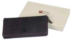 Leather wallet woman style with iron zipper