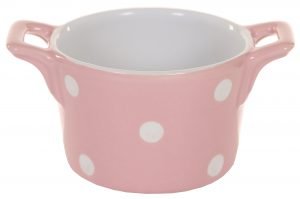 Pink ramekin with handles & dots Isabelle Rose