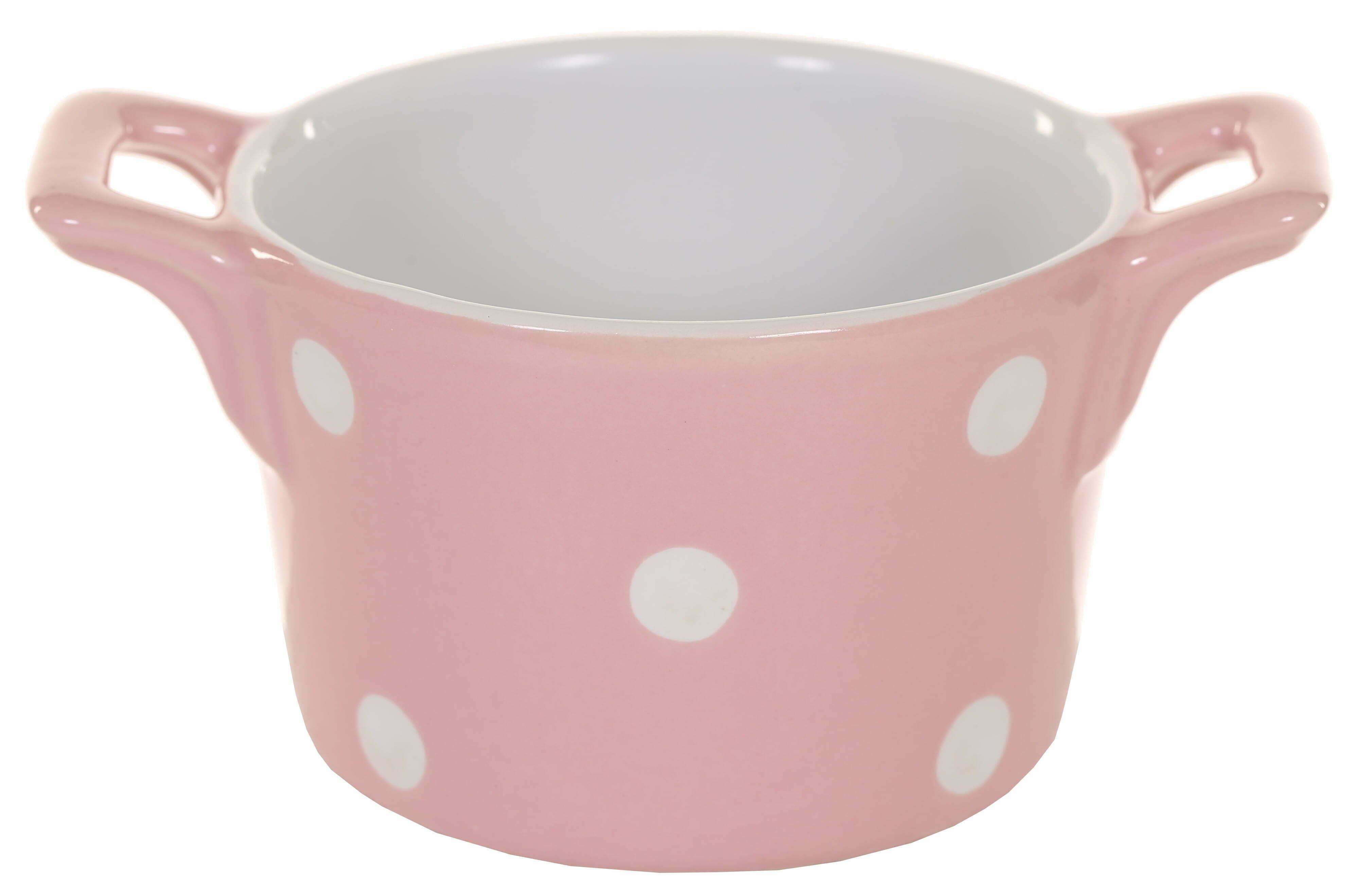 Pink ramekin with handles & dots Isabelle Rose IsabelleRose
