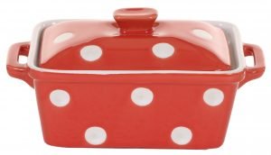 Red butter dish with dots Isabelle Rose
