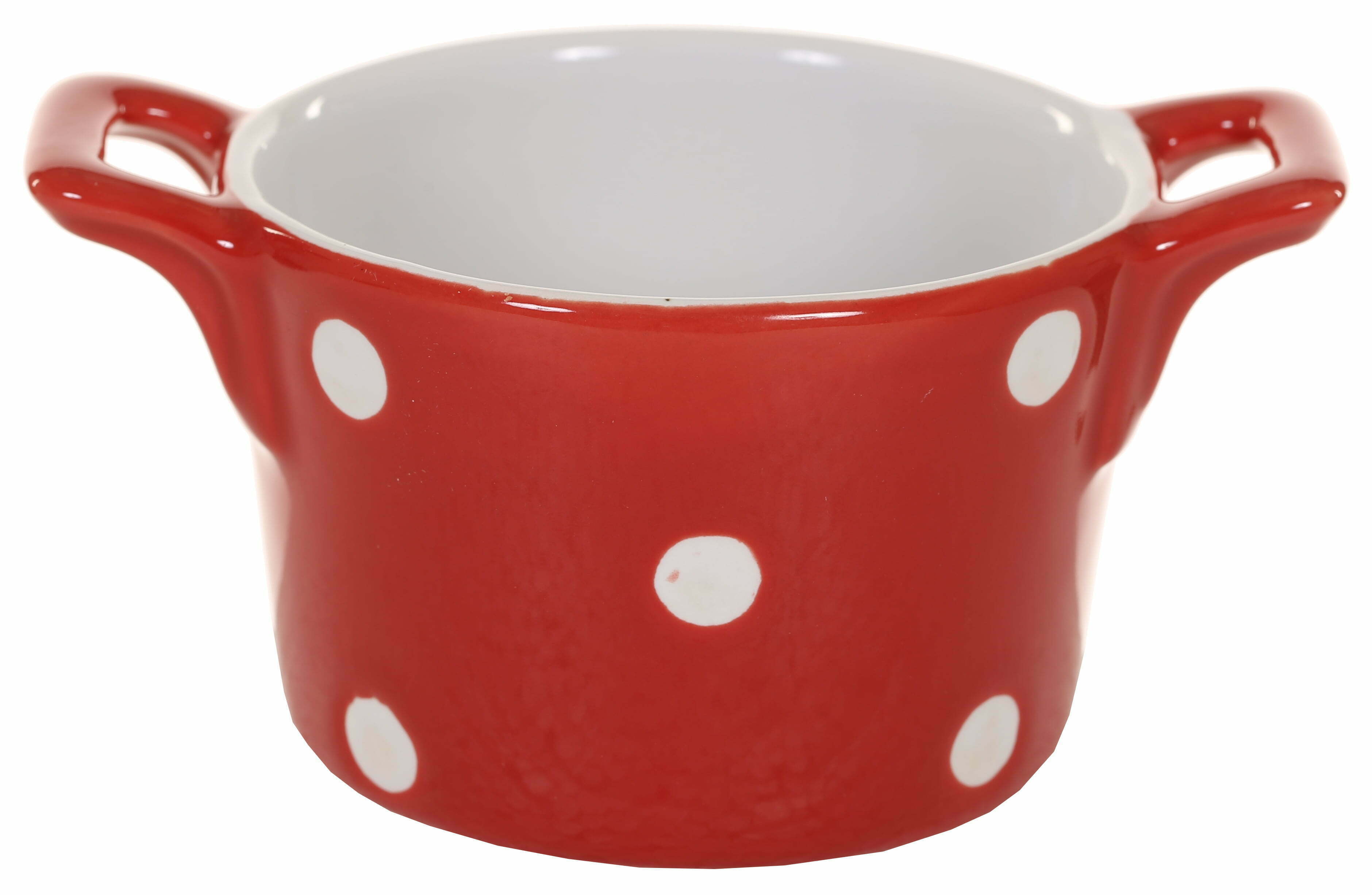 Red ramekin with handles & dots Isabelle Rose IsabelleRose