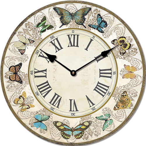 Wooden clock Butterflies 29 cm IsabelleRose