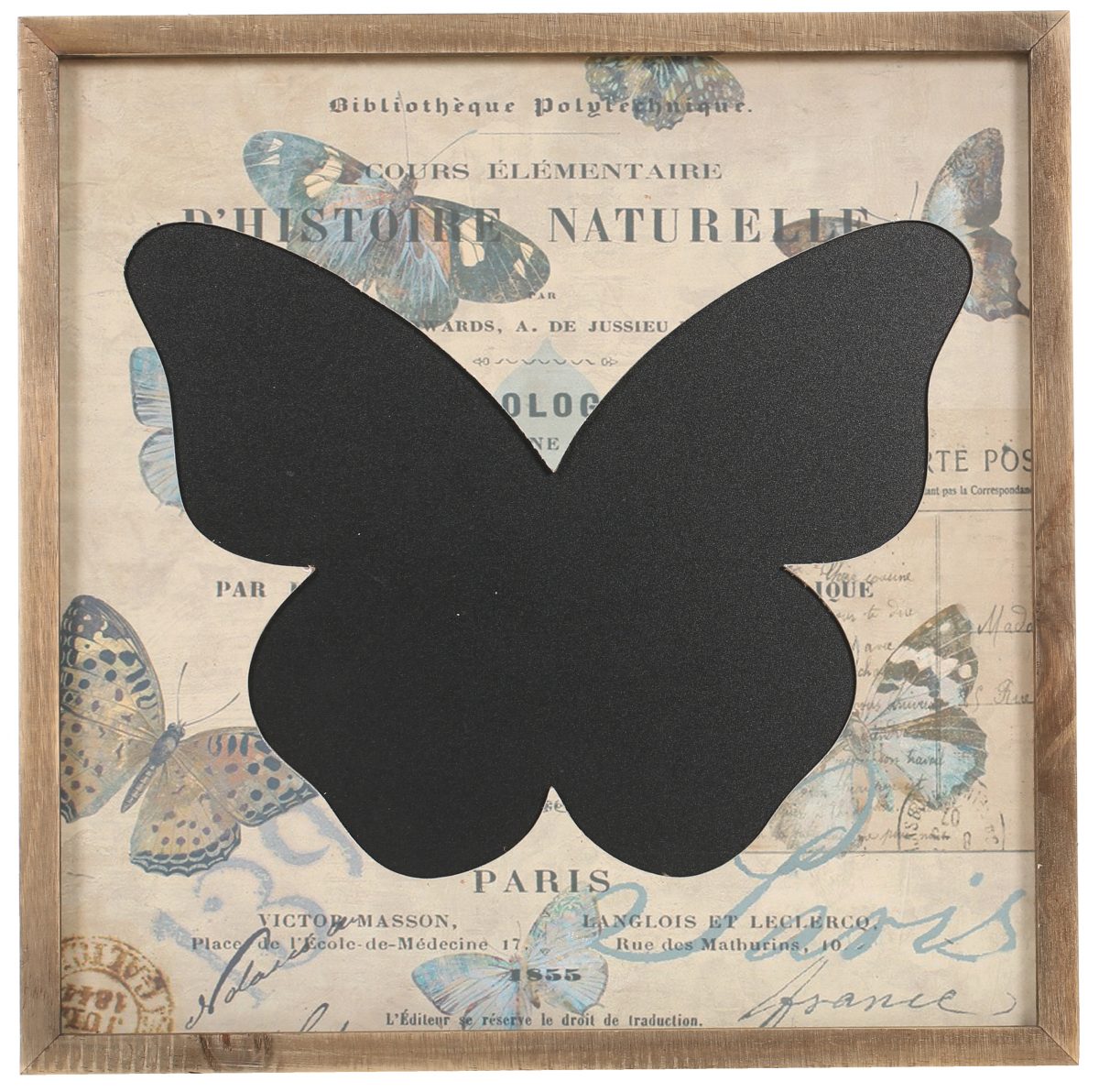 Wooden framed chalkboard in shape of a butterfly 39,5x39,5 cm Home